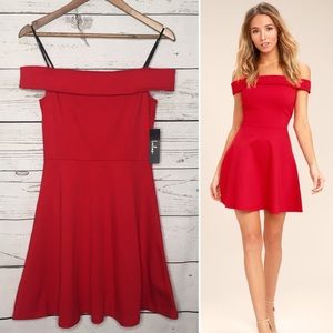 NWT Lulus Red Off The Shoulder Skater Dress